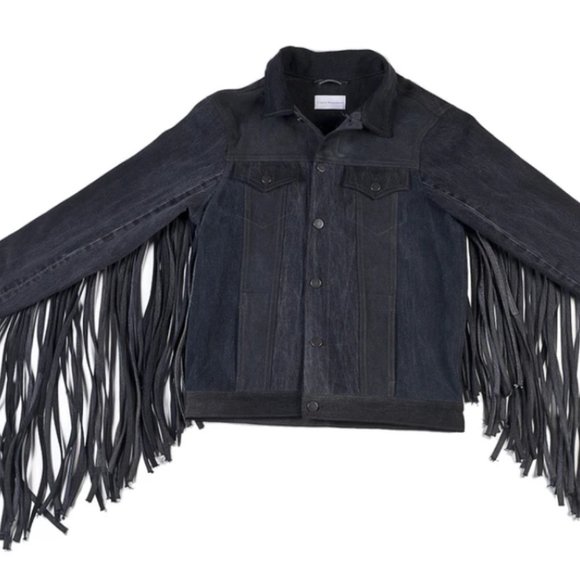 Triarchy / Atelier Denim Black Fringe Jacket - Picture 8 of 8